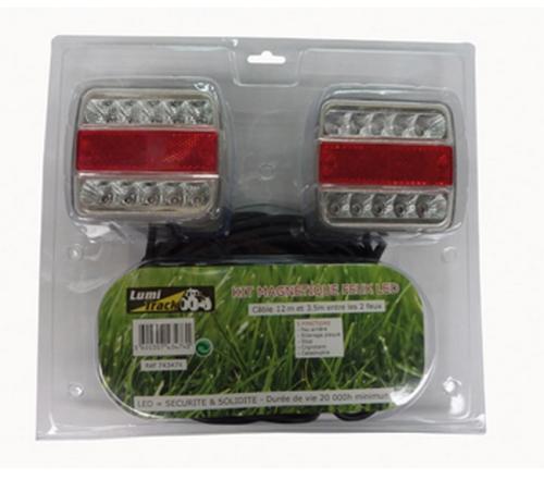 Kit signalisation feux arrière LED rouge/blanc magnétiques